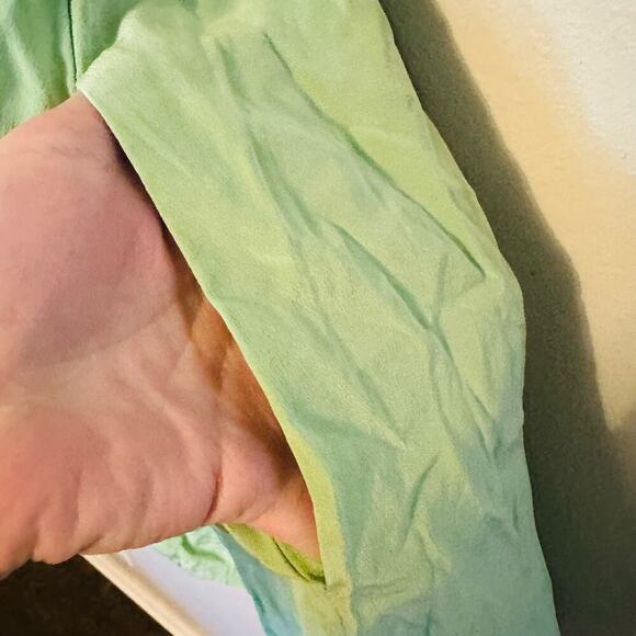 TIBI Eco Cape Green Silk Sleeveless Crew Neckline Zippers Shift Dress Size 6 - Picture 12 of 16